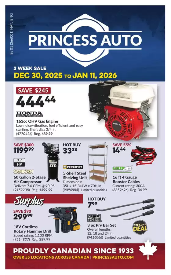 Princess Auto catalogue in Airdrie | National Sale | 2025-12-30T00:00:00.000Z - 2026-01-11T00:00:00.000Z
