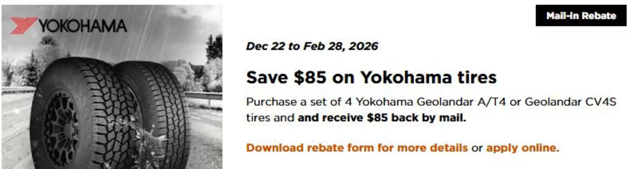 Kal Tire catalogue in Oakville | Save $85 on Yokohama tires | 2025-12-24T00:00:00.000Z - 2026-02-28T00:00:00.000Z