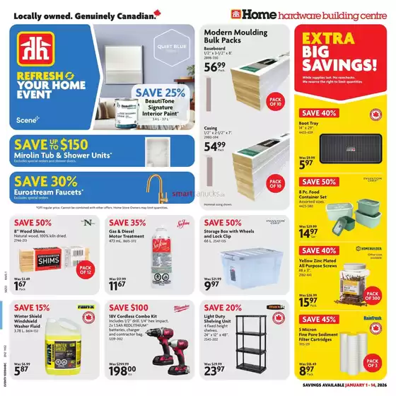 Home Hardware catalogue | Top deals and discounts | 2026-01-01T00:00:00.000Z - 2026-01-14T00:00:00.000Z