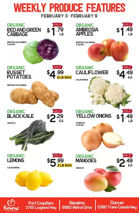 Pomme Natural Market catalogue in Terrace Bay | Weekly produce features | 2026-02-05T00:00:00.000Z - 2026-02-09T00:00:00.000Z