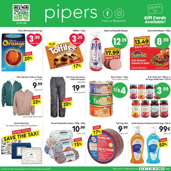 Pipers catalogue in Moncton | Weekly flyer  | 2026-02-06T00:00:00.000Z - 2026-02-11T00:00:00.000Z