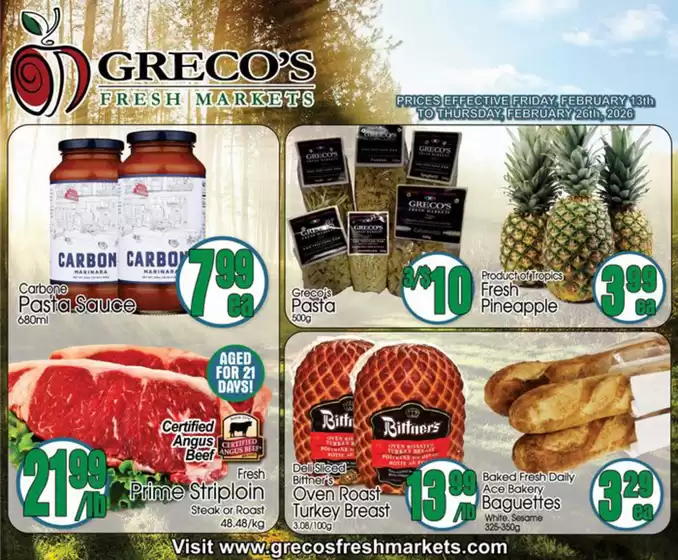 Greco's Fresh Markets catalogue in Moncton | Weekly flyer  | 2026-02-16T00:00:00.000Z - 2026-02-26T00:00:00.000Z