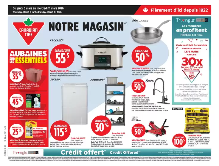 Canadian Tire catalogue in Drummondville | Our best bargains | 2026-03-05T00:00:00.000Z - 2026-03-11T00:00:00.000Z