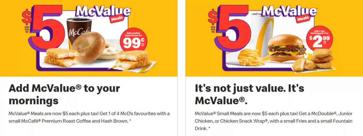 McDonald's catalogue in Quesnel | Mc value meals 5$ | 2026-03-10T00:00:00.000Z - 2026-03-24T00:00:00.000Z