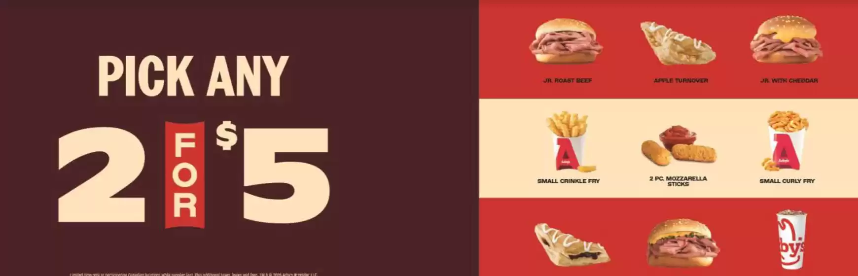 Arbys catalogue in Quesnel | Pick any for 5 $ | 2026-03-10T00:00:00.000Z - 2026-03-24T00:00:00.000Z