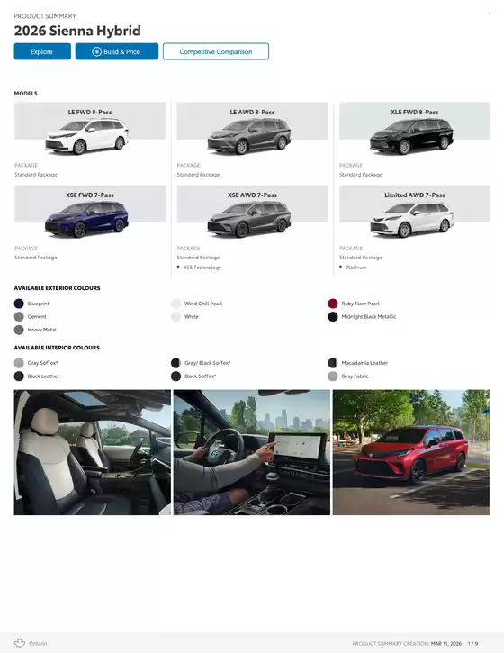 Toyota catalogue in Sault Ste. Marie | Sienna | 2026-03-11T00:00:00.000Z - 2027-01-31T00:00:00.000Z