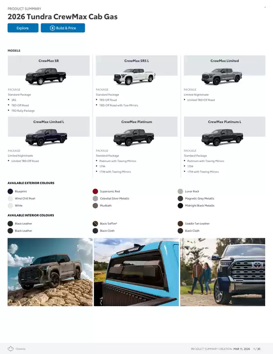 Toyota catalogue in Sault Ste. Marie | Tundra | 2026-03-11T00:00:00.000Z - 2027-01-31T00:00:00.000Z