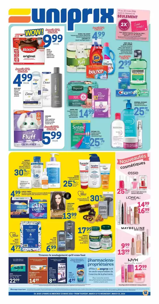 Uniprix catalogue in Saint-Jean-sur-Richelieu | Uniprix Weekly ad | 2026-03-19T00:00:00.000Z - 2026-03-25T00:00:00.000Z
