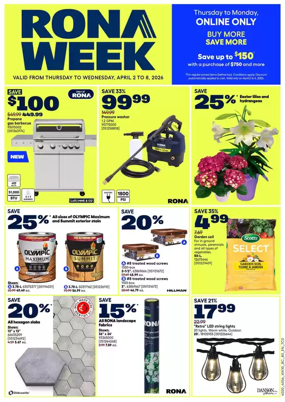 RONA catalogue in Rimouski | Our best bargains | 2026-04-02T00:00:00.000Z - 2026-04-08T00:00:00.000Z
