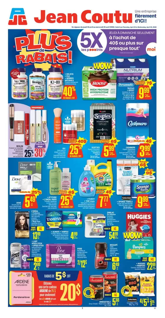 Jean Coutu catalogue in Montreal | Discounts and promotions | 2026-04-16T00:00:00.000Z - 2026-04-22T00:00:00.000Z