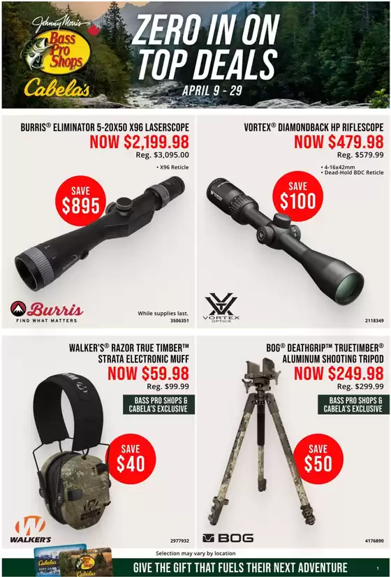 Cabela's catalogue | Zero in on top deals  | 2026-04-20T00:00:00.000Z - 2026-04-29T00:00:00.000Z