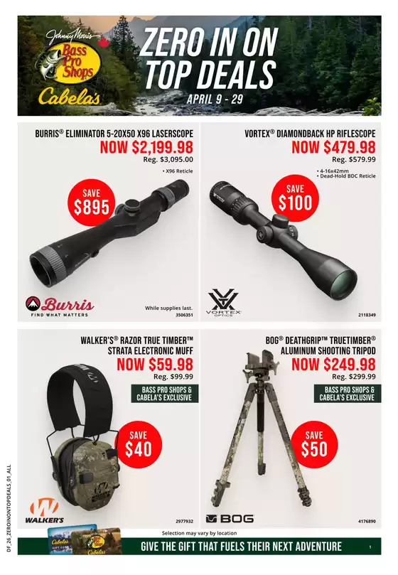 Bass Pro Shop catalogue | Zero in on top deals | 2026-04-22T00:00:00.000Z - 2026-04-29T00:00:00.000Z