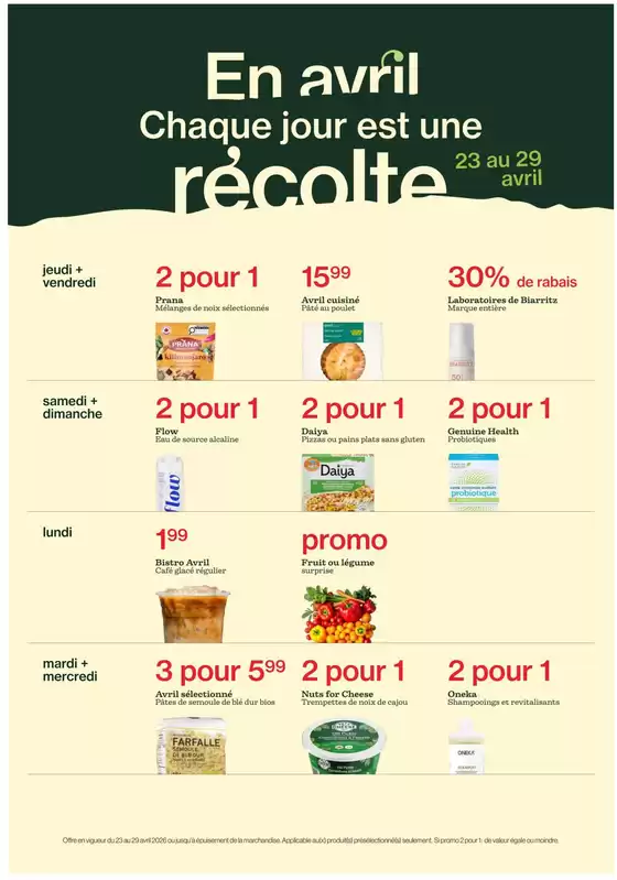 Avril catalogue | En avril Chaque jour est une récolte  | 2026-04-24T00:00:00.000Z - 2026-04-29T00:00:00.000Z