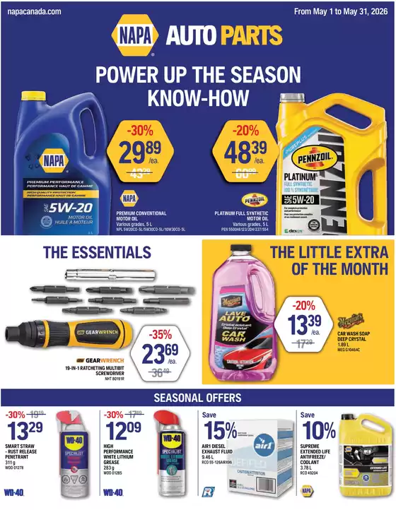NAPA Auto Parts catalogue | Power up the season know-how | 2026-05-05T00:00:00.000Z - 2026-05-31T00:00:00.000Z