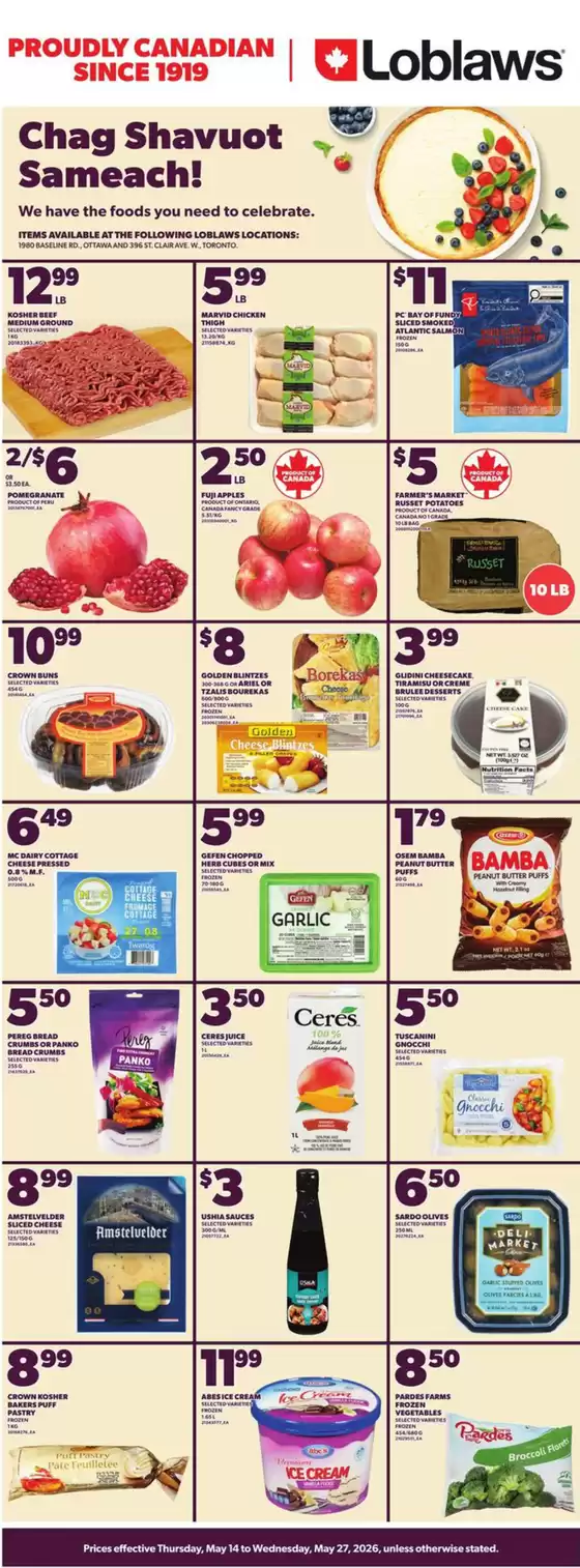 Loblaws catalogue in Grand Bank | Chag Shavuot Sameach! | 2026-05-14T00:00:00.000Z - 2026-05-27T00:00:00.000Z