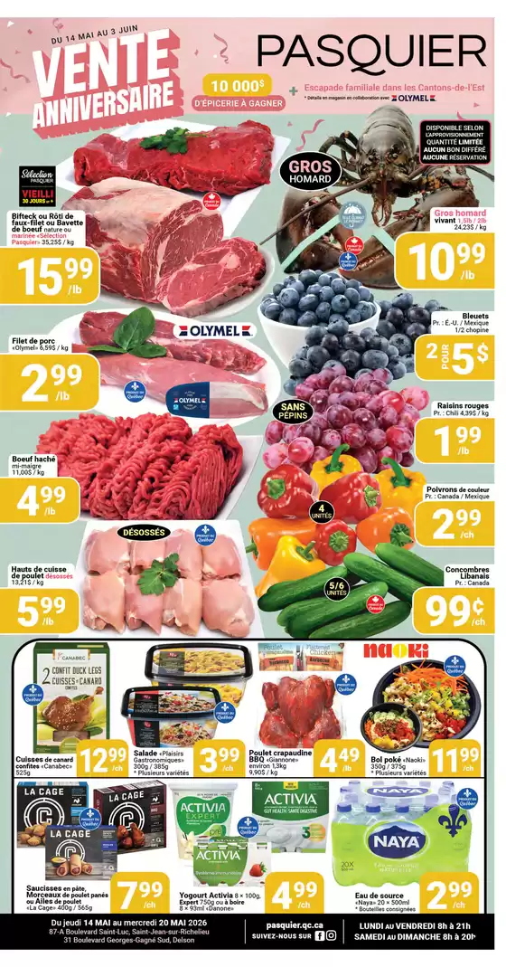Pasquier catalogue in Creston BC | Vente anniversaire  | 2026-05-15T00:00:00.000Z - 2026-05-20T00:00:00.000Z