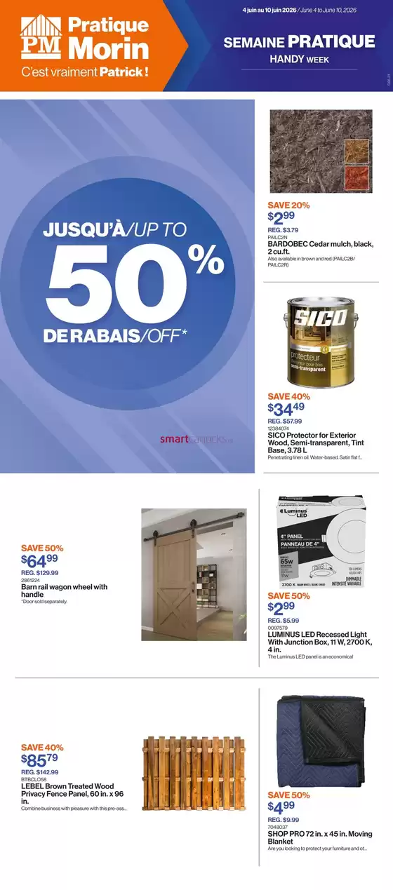 Patrick Morin catalogue | Jusqu'à up to 50% derabais/off | 2026-06-05T00:00:00.000Z - 2026-06-10T00:00:00.000Z