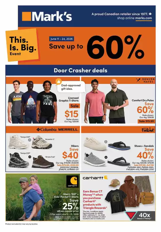 Mark's catalogue | Save up to 60 % | 2026-06-15T00:00:00.000Z - 2026-06-24T00:00:00.000Z