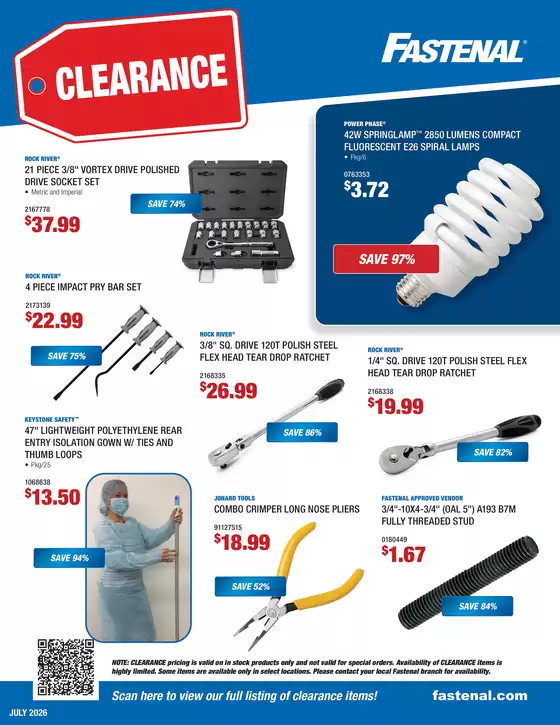 Fastenal catalogue | July Clearance Flyer | 2026-07-03T00:00:00.000Z - 2026-07-31T00:00:00.000Z