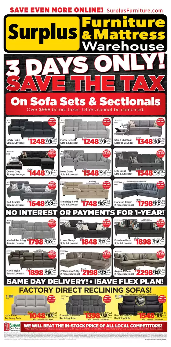 Surplus Furniture catalogue | 3 days only! Save the tax | 2026-07-03T00:00:00.000Z - 2026-07-05T00:00:00.000Z