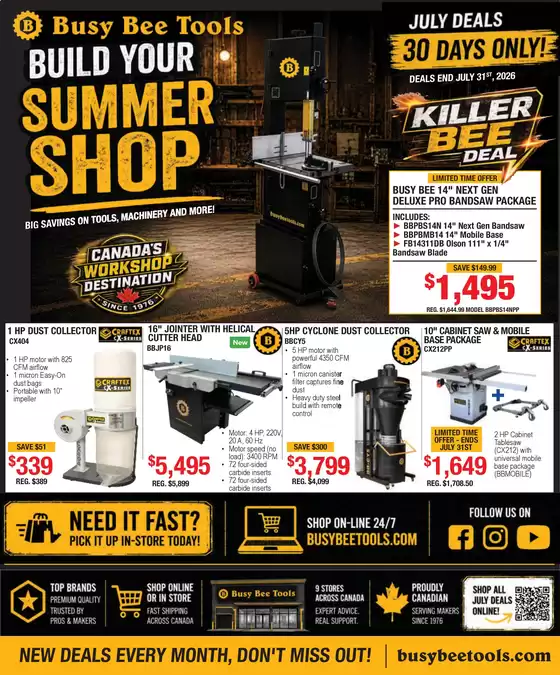 Busy Bee Tools catalogue in Kitchener | Killer bee deal | 2026-07-07T00:00:00.000Z - 2026-07-31T00:00:00.000Z