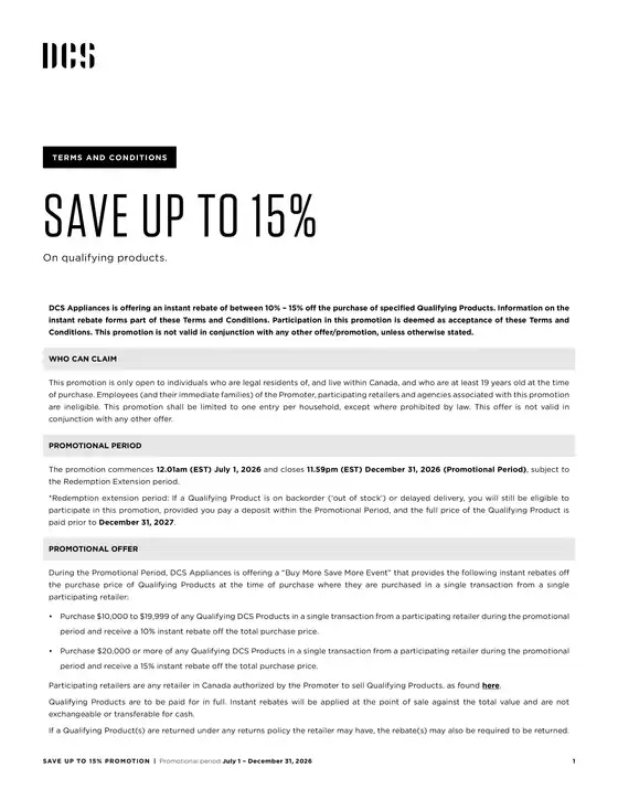 Goemans Appliances catalogue in Montreal | Save up to 15 % off | 2026-07-07T00:00:00.000Z - 2026-12-31T00:00:00.000Z