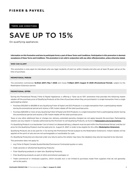 Goemans Appliances catalogue in Montreal | Fisher and paykel spring savings | 2026-07-07T00:00:00.000Z - 2026-08-31T00:00:00.000Z