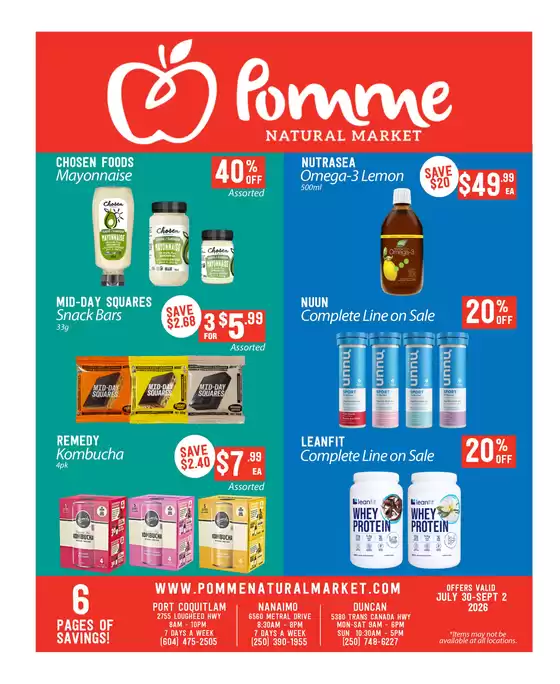 Pomme Natural Market catalogue | Monthly flyer | 2026-07-30T00:00:00.000Z - 2026-09-02T00:00:00.000Z