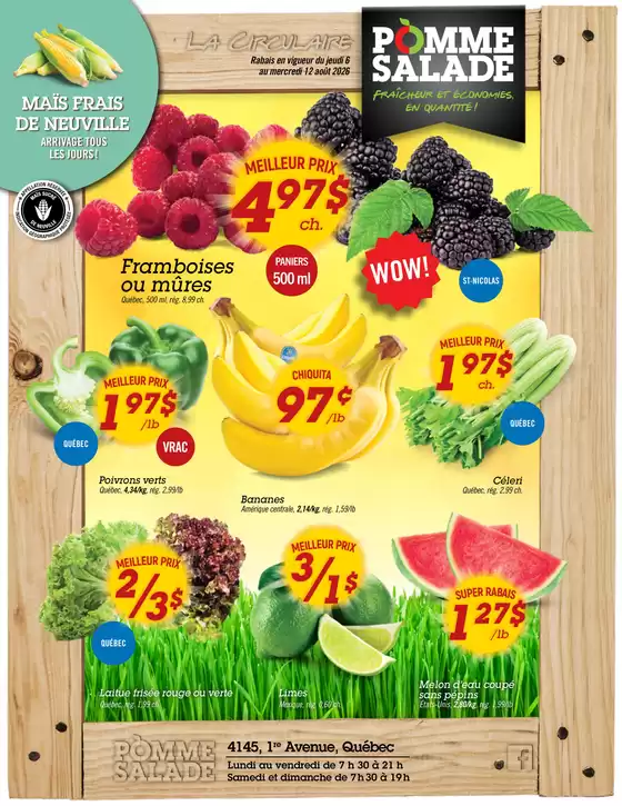 Pomme Salade catalogue in Vancouver | Maïs frais de neuville arrivage tous les jours ! | 2026-08-06T00:00:00.000Z - 2026-08-12T00:00:00.000Z