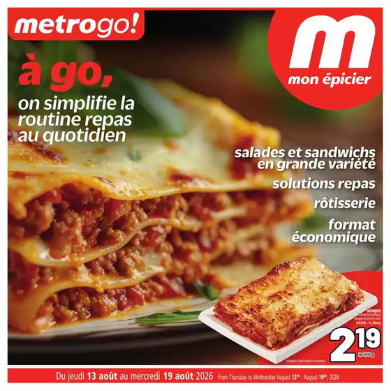 Metro catalogue | Metro weekly flyer Quebec - Digital | 2026-08-13T00:00:00.000Z - 2026-08-19T00:00:00.000Z