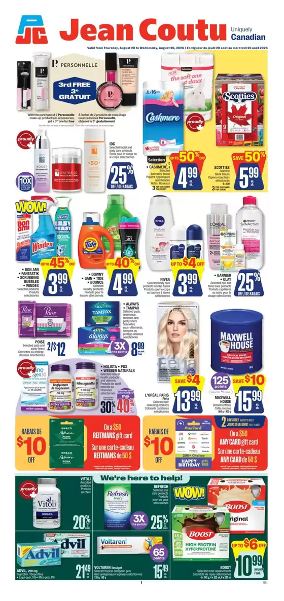 Jean Coutu catalogue | Great discounts on selected products | 2026-08-20T00:00:00.000Z - 2026-08-26T00:00:00.000Z