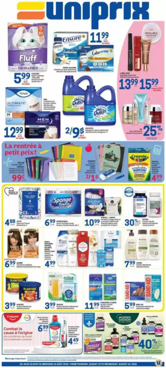 Uniprix catalogue in Gatineau | Uniprix Weekly ad | 2026-08-20T00:00:00.000Z - 2026-08-26T00:00:00.000Z