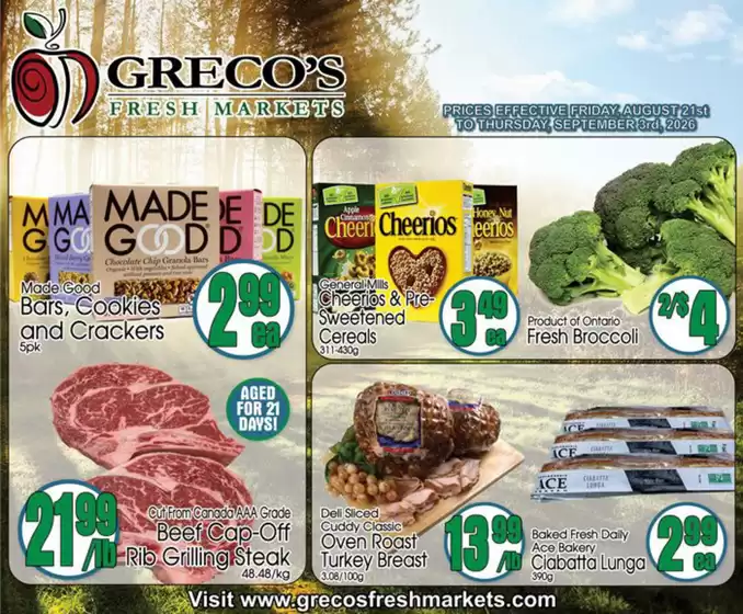 Greco's Fresh Markets catalogue | Greco's Fresh Market Flyer August 21 to September 3 | 2026-08-21T00:00:00.000Z - 2026-09-03T00:00:00.000Z