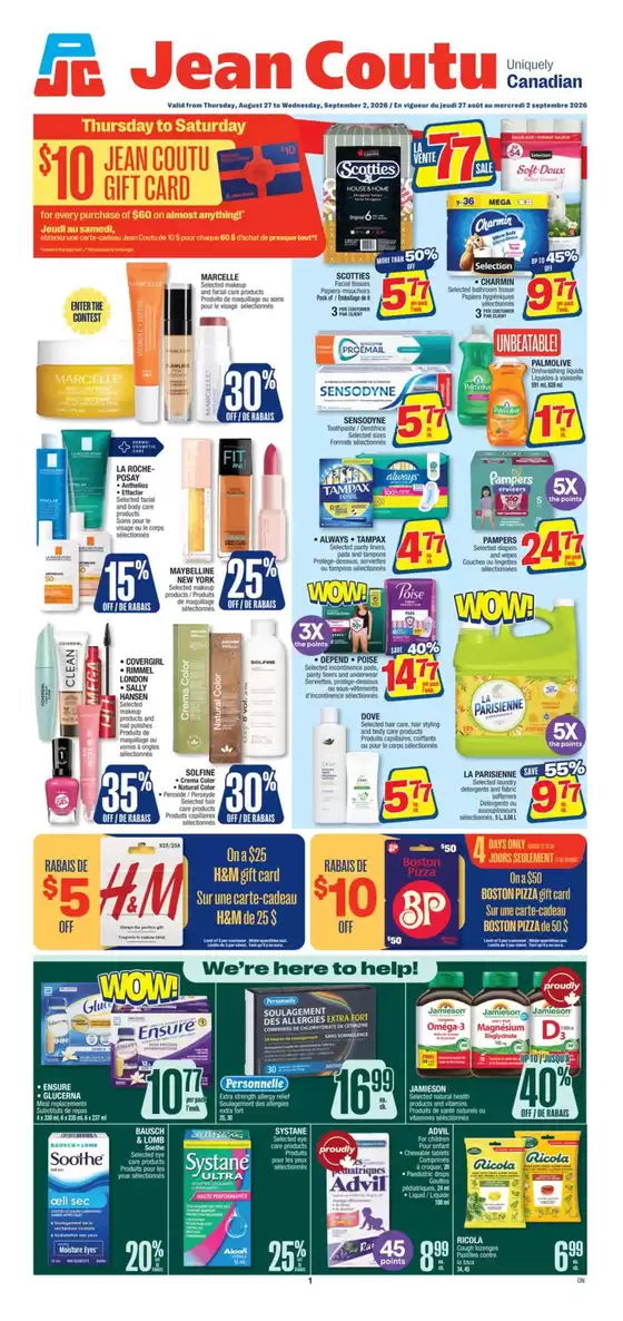 Jean Coutu catalogue | Great offer for bargain hunters | 2026-08-27T00:00:00.000Z - 2026-09-02T00:00:00.000Z