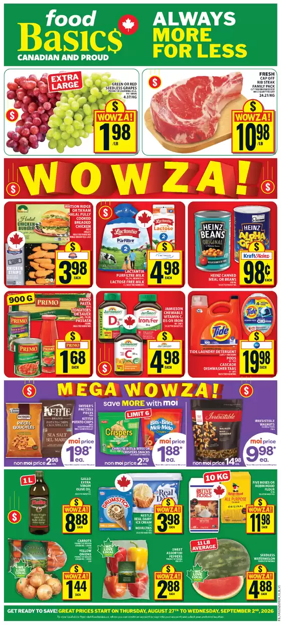 Food Basics catalogue | Current bargains and offers | 2026-08-27T00:00:00.000Z - 2026-09-02T00:00:00.000Z
