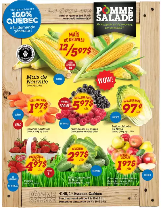 Pomme Salade catalogue in La Malbaie | Circulaire Pomme Salade | 2026-08-27T00:00:00.000Z - 2026-09-02T00:00:00.000Z