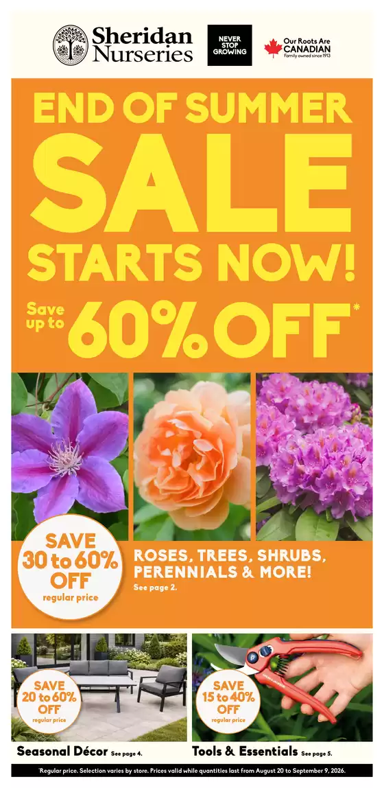 Sheridan Nurseries catalogue | End of summer sale starts now save up to 60 % off | 2026-08-31T00:00:00.000Z - 2026-09-09T00:00:00.000Z
