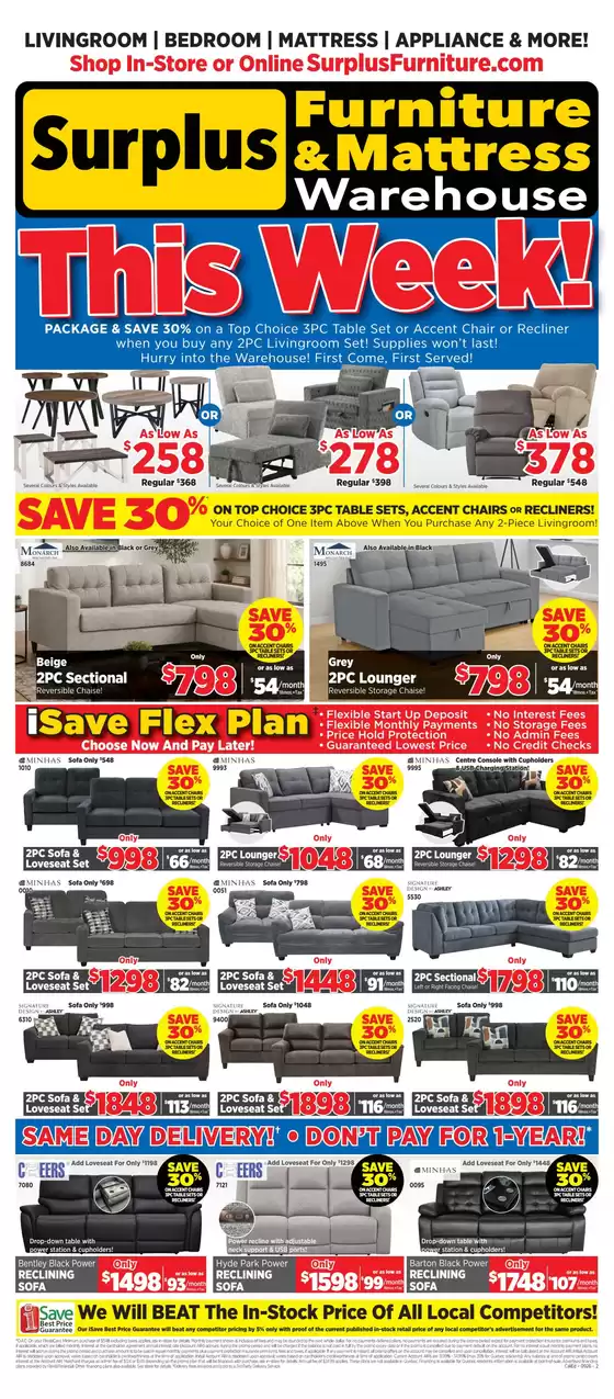 Surplus Furniture catalogue | Save 30% on top choice 3pc table sets | 2026-08-31T00:00:00.000Z - 2026-09-06T00:00:00.000Z