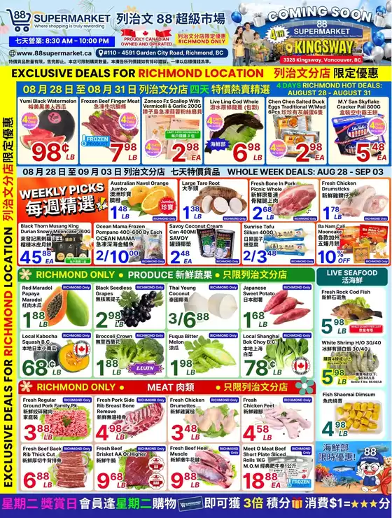 88 Supermarket catalogue | Top deals for all customers | 2026-08-28T00:00:00.000Z - 2026-09-03T00:00:00.000Z