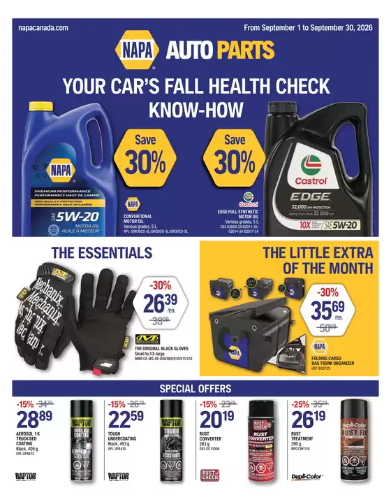 NAPA Auto Parts catalogue | Your car's fall health check know-how | 2026-09-02T00:00:00.000Z - 2026-09-30T00:00:00.000Z