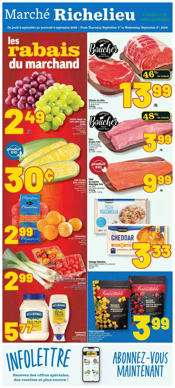 Marché Richelieu catalogue | les rabais du marchand | 2026-09-03T00:00:00.000Z - 2026-09-09T00:00:00.000Z