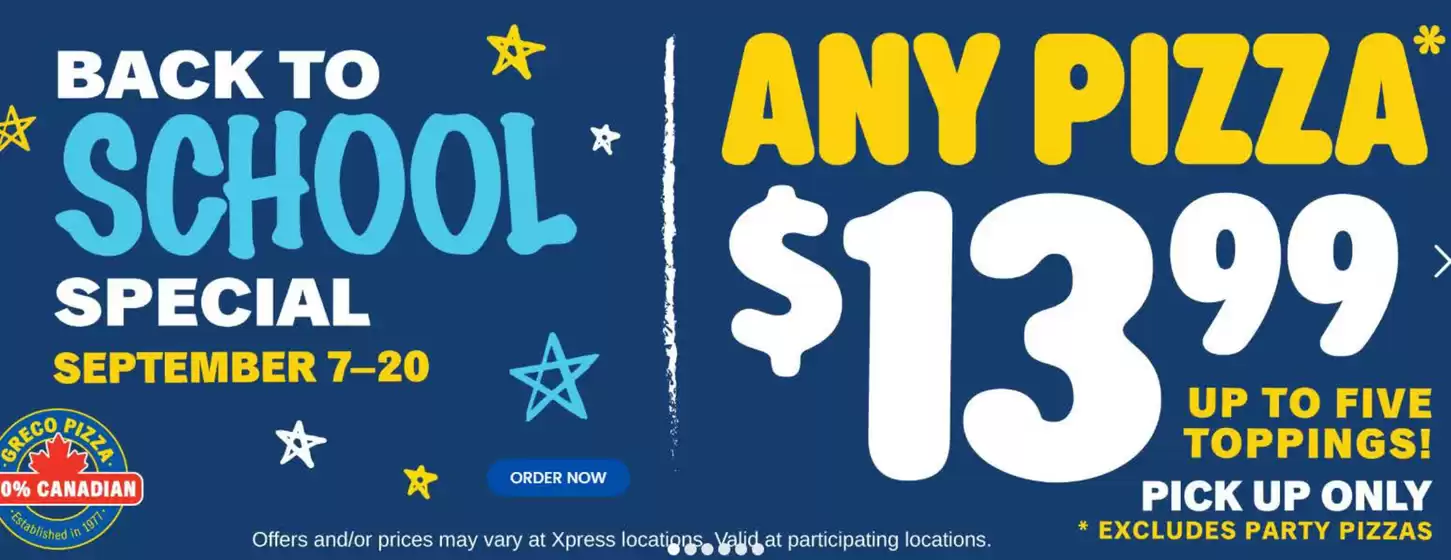 Greco Pizza catalogue | Back to school  | 2026-09-15T00:00:00.000Z - 2026-09-20T00:00:00.000Z