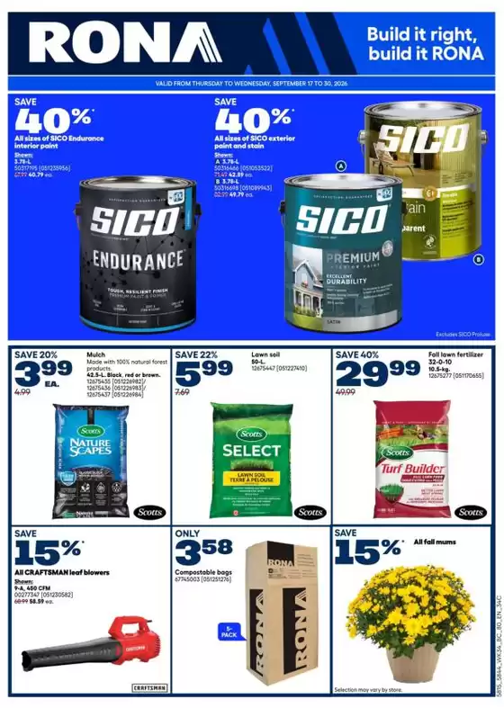 RONA catalogue | Current special promotions | 2026-09-17T00:00:00.000Z - 2026-09-30T00:00:00.000Z
