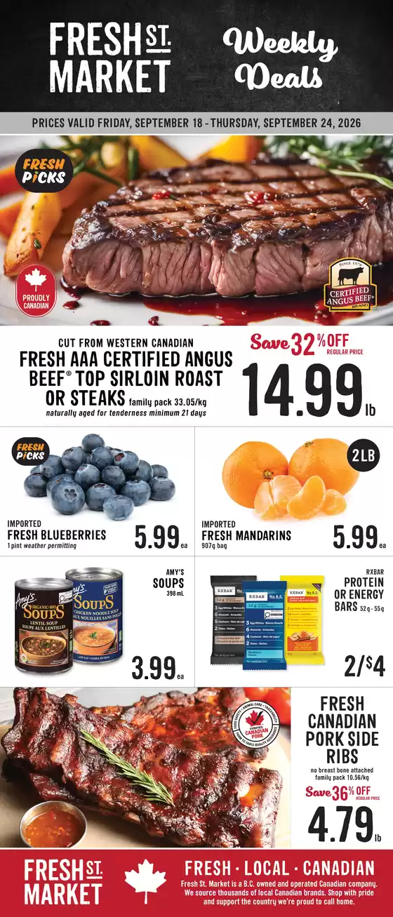 Fresh St Market catalogue in Quebec | Weekly deals | 2026-09-18T00:00:00.000Z - 2026-09-24T00:00:00.000Z