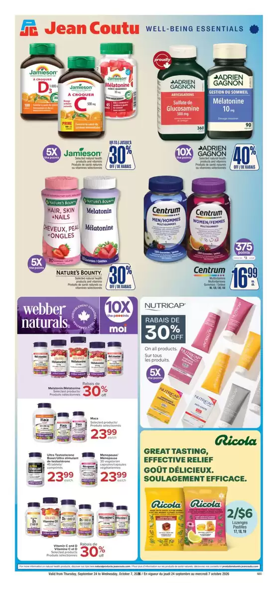 Jean Coutu catalogue | Top offers for smart savers | 2026-09-24T00:00:00.000Z - 2026-10-07T00:00:00.000Z