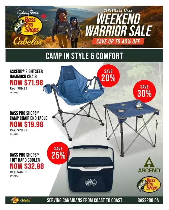 Cabela's catalogue | Weekend warrior sale | 2026-09-23T00:00:00.000Z - 2026-09-23T00:00:00.000Z