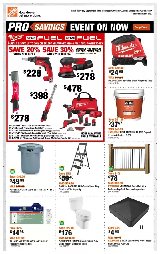 Home Depot catalogue | Offers for bargain hunters | 2026-09-24T00:00:00.000Z - 2026-10-07T00:00:00.000Z