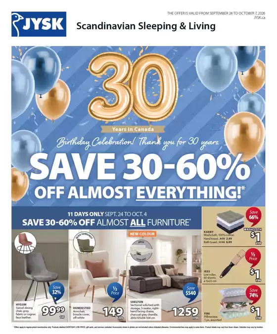 JYSK catalogue | Save 30-60% off almost everything! | 2026-09-24T00:00:00.000Z - 2026-10-07T00:00:00.000Z