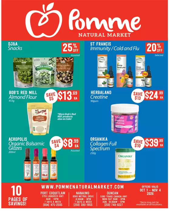 Pomme Natural Market catalogue | Monthly flyer | 2026-10-01T00:00:00.000Z - 2026-10-31T00:00:00.000Z