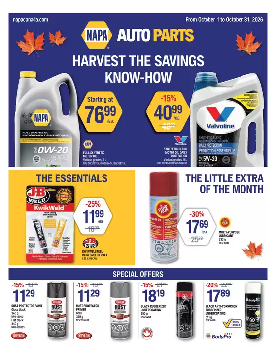 NAPA Auto Parts catalogue in Moncton | Harvest the savings know-how | 2026-10-02T00:00:00.000Z - 2026-10-31T00:00:00.000Z
